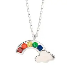 Новые Изысканные Радужные облака ожерелья с подвесками для женщин тренд короткая цепочка на ключицы 925 стерлингового серебра ювелирные изделия SAN152