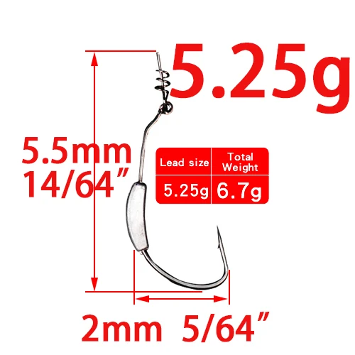 5.25g 5pcs 5pcs Lead Jig Head Fish Hook 2g To 7g 5 Size Jig Hooks For Soft Fishing Bait Of Carbon Steel Hooks Lure Tool Fishing Tackle - Color: 5.25g 5pcs