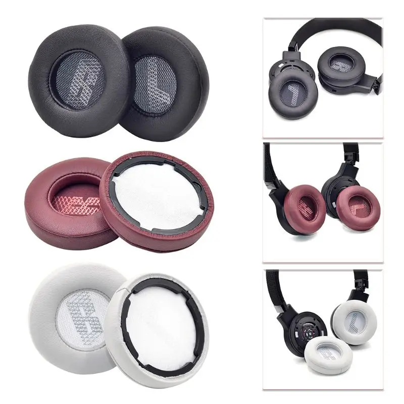 1Pair Replacement Leather Earpads Soft Memory Foam Ear Pads Cushion Cover for J B L Live 500BT Wireless Over Ear Headphones
