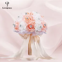 Lovegrace Свадебный букет PE розовый белый букет из горного хрусталя для невесты подружки невесты с цветами свадебные принадлежности