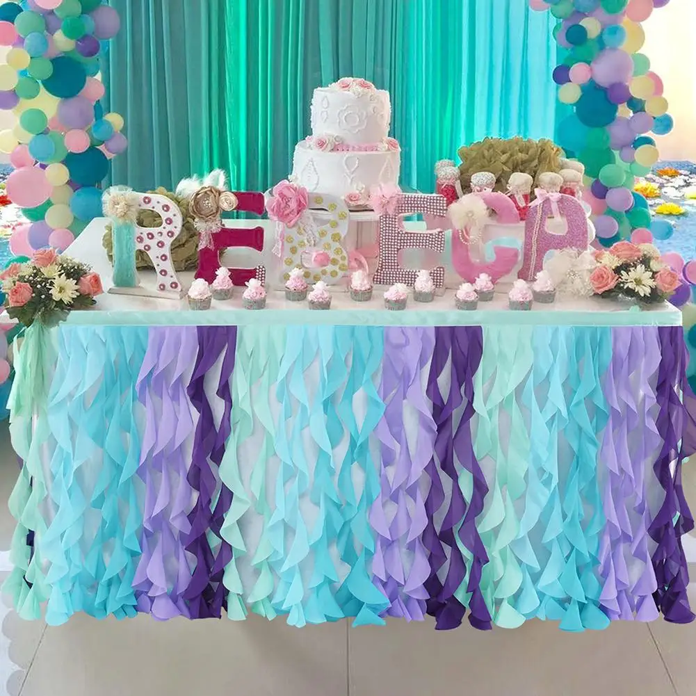 

Christmas Ocean Series Color Tulle Table Skirt for Wedding Party Decor