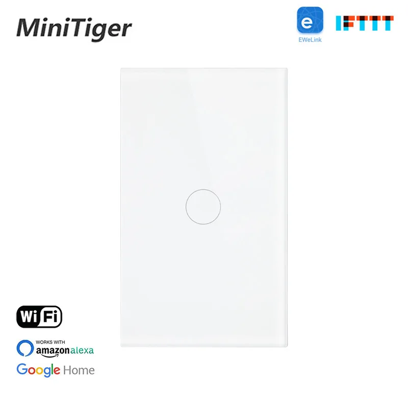 Стеклянная панель приложения Minitiger Ewelink 1 позиционный сенсорный Wi Fi выключатель