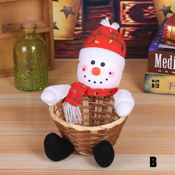 

Candy Box Christmas Candy Storage Box Decoration Table Ornament Santa Claus Snowman Elk Rattan Basket Bowl Gift P7Ding