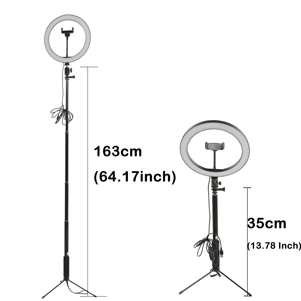  10 Inch Photography LED Light Tripod Ring Lamp Set Youtube Video Live 3300-5500k Photo Studio 60 In - 4000129327176