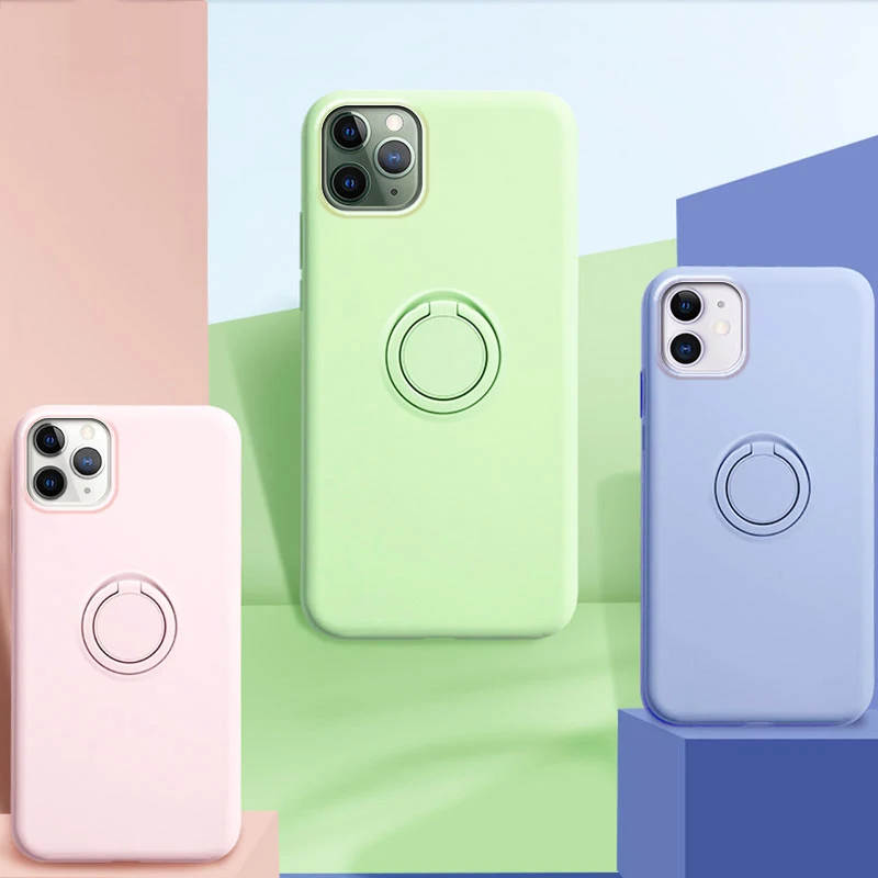 Мягкий силиконовый чехол, чехол для iPhone 7, 8, 6, 6S Plus, X, XS, S, 11 Pro, Max, XR, подставка для телефона, кольцо-держатель, противоударный защитный чехол для iPhone7 On