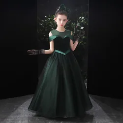 Tulle Off Shoulder Girls Birthday Party Gown Formal Pageant Christmas Dress Vintage Princess Gown Flower Girl Dress For Wedding