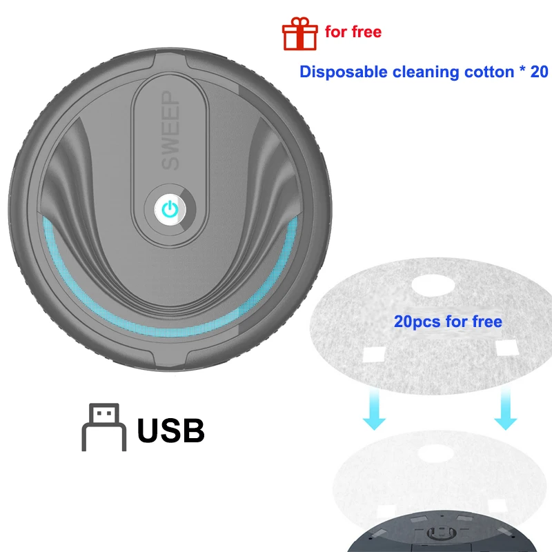 USB-black Умный робот 2000PA пылесос Сухой Влажной уборки Беспроводная Автоматическая уборочная машина для уборки пыли для бытовой уборки перезаряжаемая - Цвет: USB-black