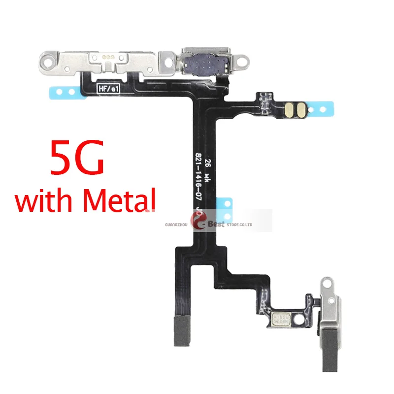 5G with metal Шлейф питания для iPhone 5G 5C 5S SE кнопка отключения звука и регулировки громкости гибкий кабель с металлическими деталями - Цвет: 5G with metal