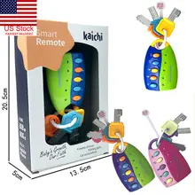 Kids Vocal Toys Musical Car Key Toy Non-Toxic Smart Remote Sound and Light Pretend Keychain Toy for Baby