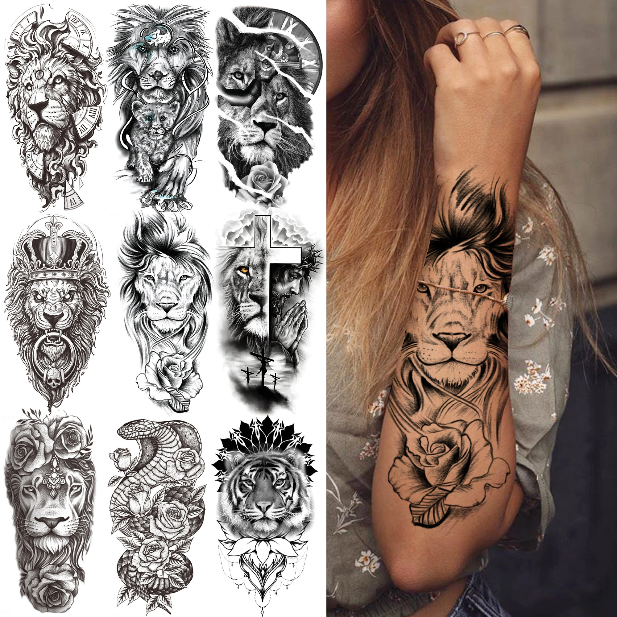 Tatouage Femme Tigre Tribal Faux Tatouages Temporaires Réalistes Pour Femmes, Hommes, Enfants, Tigre  Tribal, Autocollant Croix Serpent Noir, Décor - Tatouages Éphémères -  AliExpress