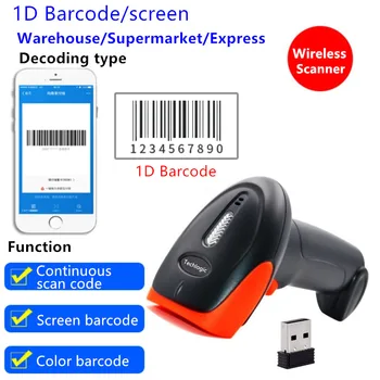 

Techlogic Wireless Barcode Scanner High Scaned Speed CCD Red Light Bar Code Reader Handheld Bar Gun For POS and Inventory
