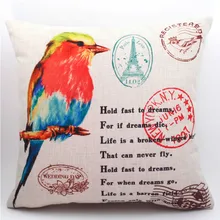 Flower and bird imitation hemp printing factory spot custom pillow sofa car hug pillowcase cushion cover