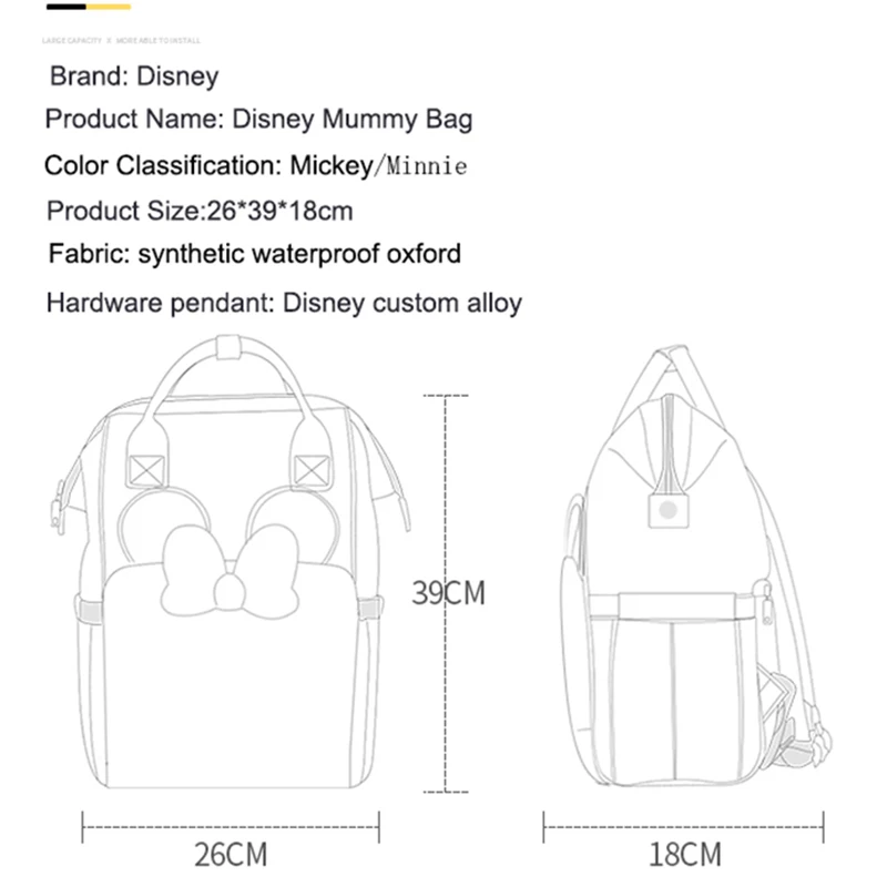 Disney Мумия Usb сумка для подгузников Детская сумка для мамы Многофункциональный Детский рюкзак коляска большой емкости Детский рюкзак подгузник