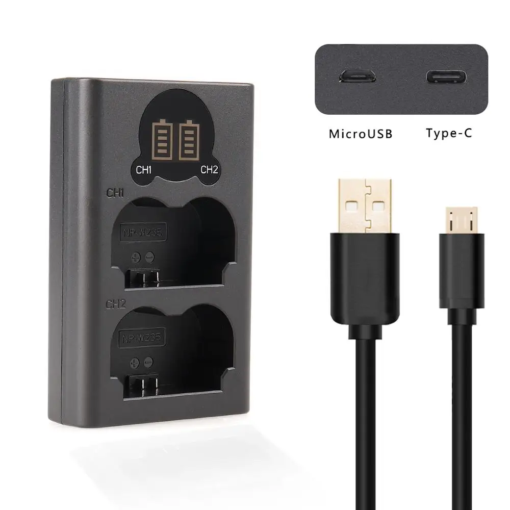 Np-W235 Dual Channel Caricabatteria Per Fuji Xt4 Micro Macchina Fotografica