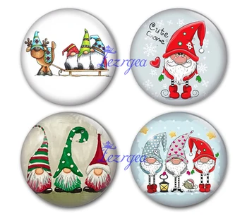 

Cute Gnome and Dwarves glass cabochon,Little man and Merry Christmas Round photo glass cabochon demo flat back Making findings