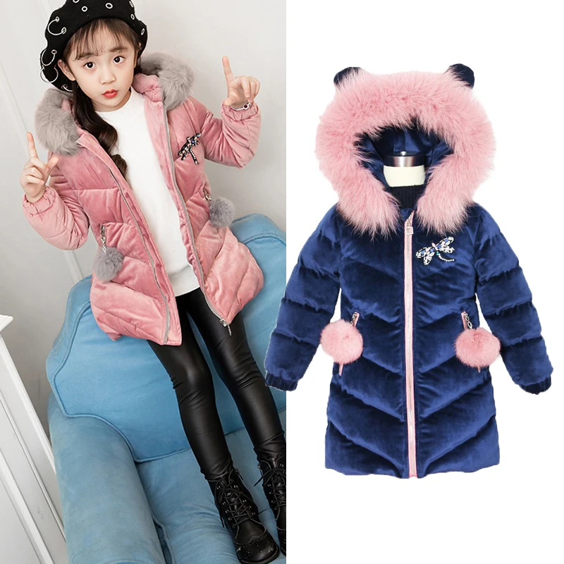 

2019 New Children's Clothing Winter Jacket For Girls Thicken Girls Winter Coat Hooded Velour Winter Girls Jackets Outwear 3-12T
