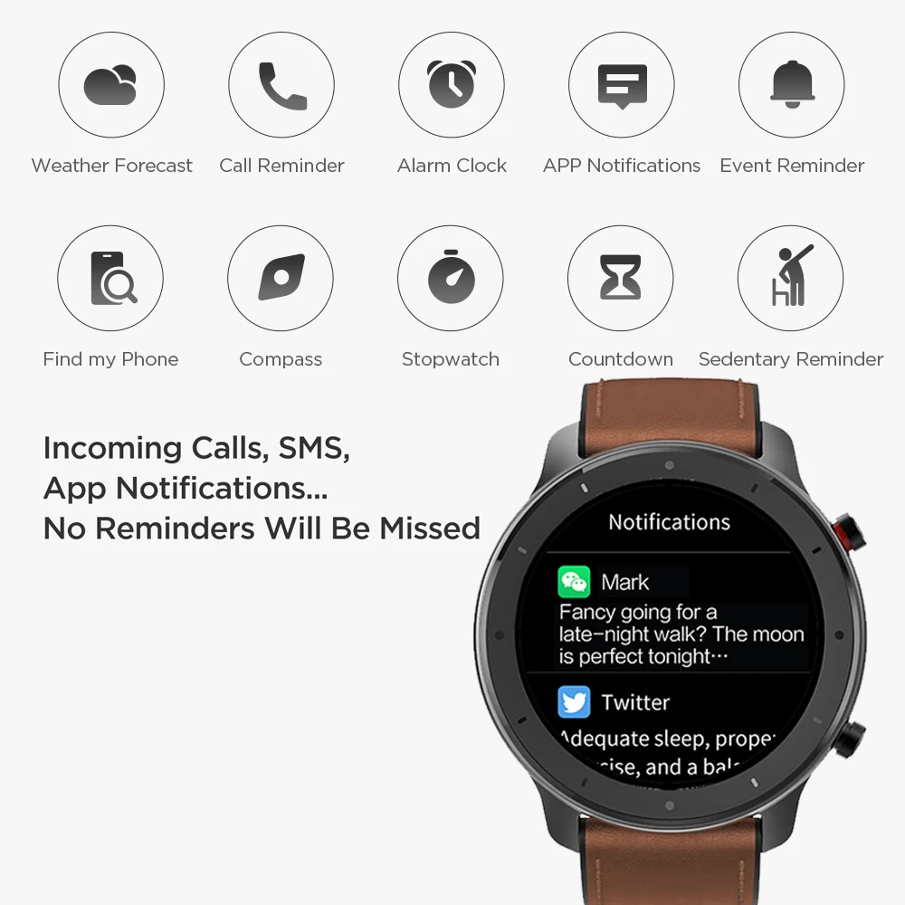 Strava Amazfit GTR 47 мм GPS умные часы 50ATM водонепроницаемый AMOLED экран 24 дня ожидания компас