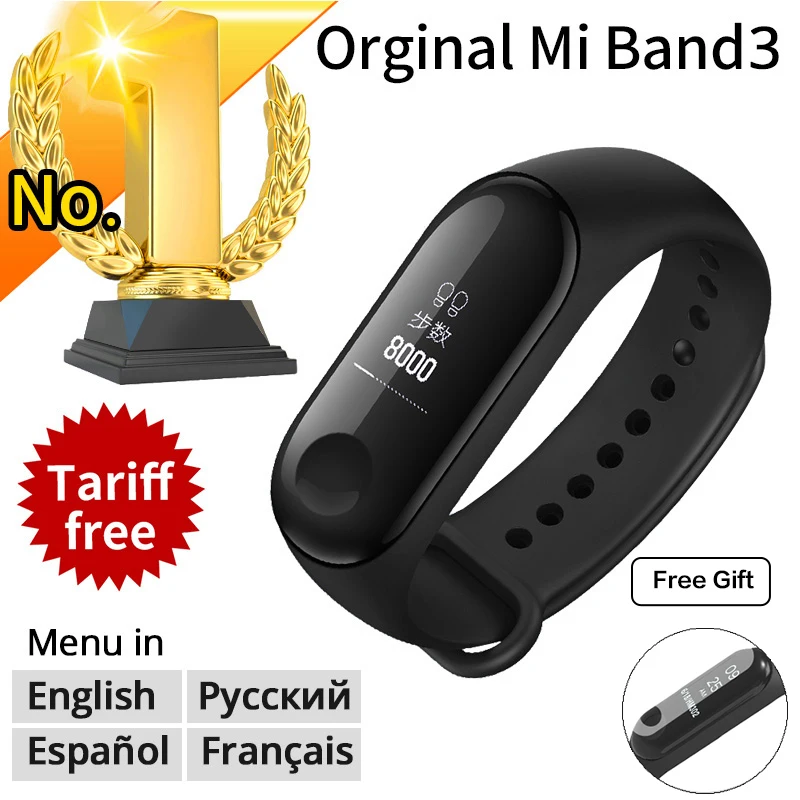 Новый оригинальный Xiaomi mi браслет 3 умный черный 0 78 дюймов OLED Band полоса мгновенное