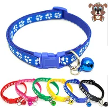 

Foot print Breakaway Cat Collar Adjustable Small Pets Puppy Dog Kitten Cat Nylon Collar with Bell 12 Color Neck