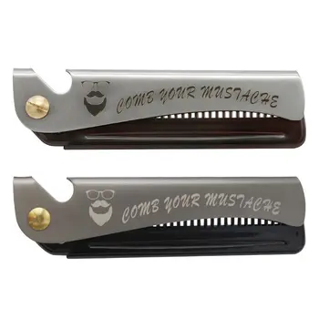 

Men Portable Spring Stainless Steel Folding Comb Retro Big Back Head Beard Groom