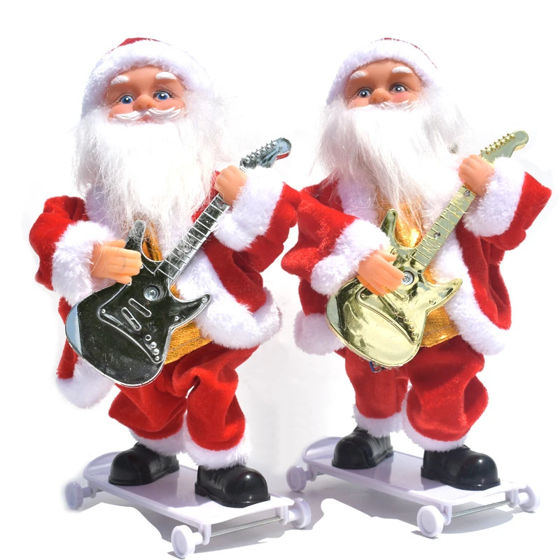 Enfeites de natal elétrico santa fé, brincadeira de skate e guitarra,  boneca de música, decorações de natal, presente criativo|Enfeites p/ árvore  de Natal| - AliExpress