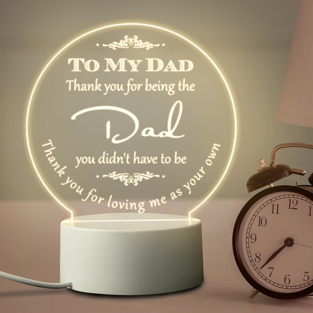 night lamp Dad's Gift LED Acrylic Warm Base Night Light Father's Day Present Engraved Bedside Sleeping  Atmosphere Lamp Home/Party Decor night stand lamps