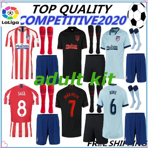 Набор для взрослых 19/20 Атлетико Madrides Футбольная Футболка GRIEZMANN KOKE M. LLORENTE LEMAR JOAO FELIX CORREA Джерси
