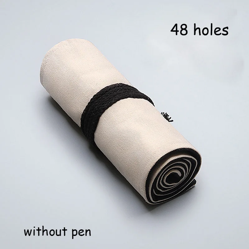48 holes without pen 12/24/36/48/72 Отверстия стационарный чехол для карандашей Холщовая Сумка Roll Up карандашей, пенал для мальчиков ручка для девочек Шторы картина мешок для припасов - Цвет: 48 holes without pen