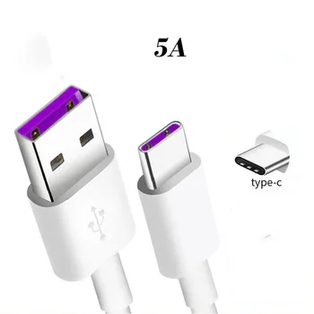 

5A Type C USB Cable Fast Charging Wire for Samsung Galaxy S8 S9 S20 Plus Xiaomi mi9 Huawei Phone 2 in 1 USB C Charger Data Cable