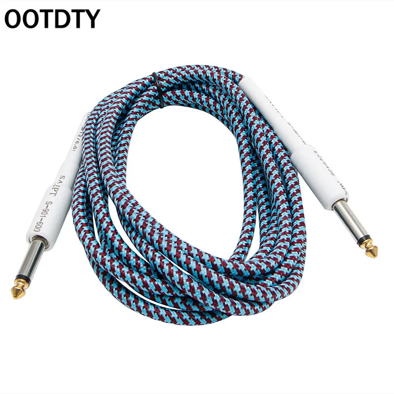 OOTDTY 10FT Гитара Бас 6,35 мм 1/" моно папа-папа аудио кабель провод плетеный шнур