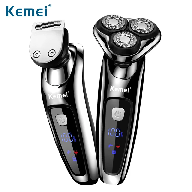 Kemei KM-1631, профессиональная мужская электробритва, 2 в 1, триммер для волос, Водонепроницаемая бритва для бороды, плавающая машинка для стрижки волос