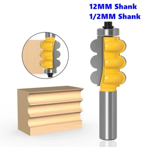 1pc 1/2" 12mm shank Milling cutter High Quality Triple Bead Column Molding Router Bit Tenon Cutter Woodworking Milling Cutter