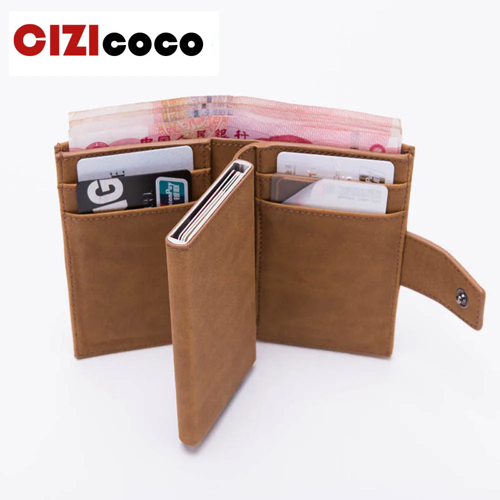 

New Credit Card Holder Arrival RFID Blocking Card Holder PU Leather Unisex Business ID Holders Aluminum Box Card Wallets