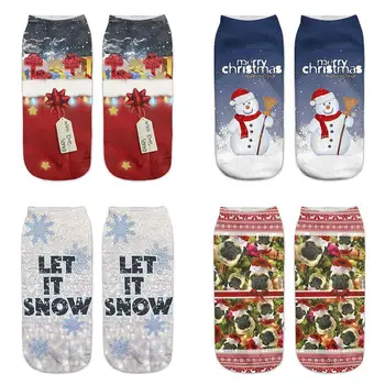 

Unisex Adults Winter Cotton Christmas Socks 3D Santa Print Christmas Printed Xmas Socks Reindeer Socks J1A2