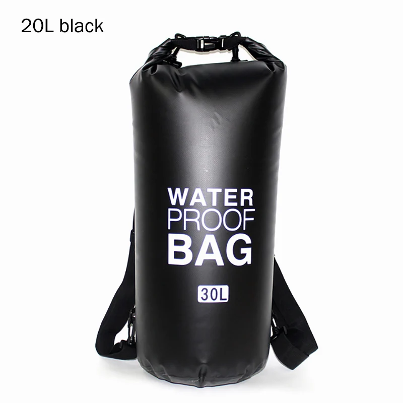 20L black Открытый Портативный рафтинг Дайвинг Водонепроницаемая сумка мешок ПВХ водонепроницаемая складная сумка для хранения плавательных принадлежностей океан рюкзак для треккинга путешествия - Цвет: 20L black