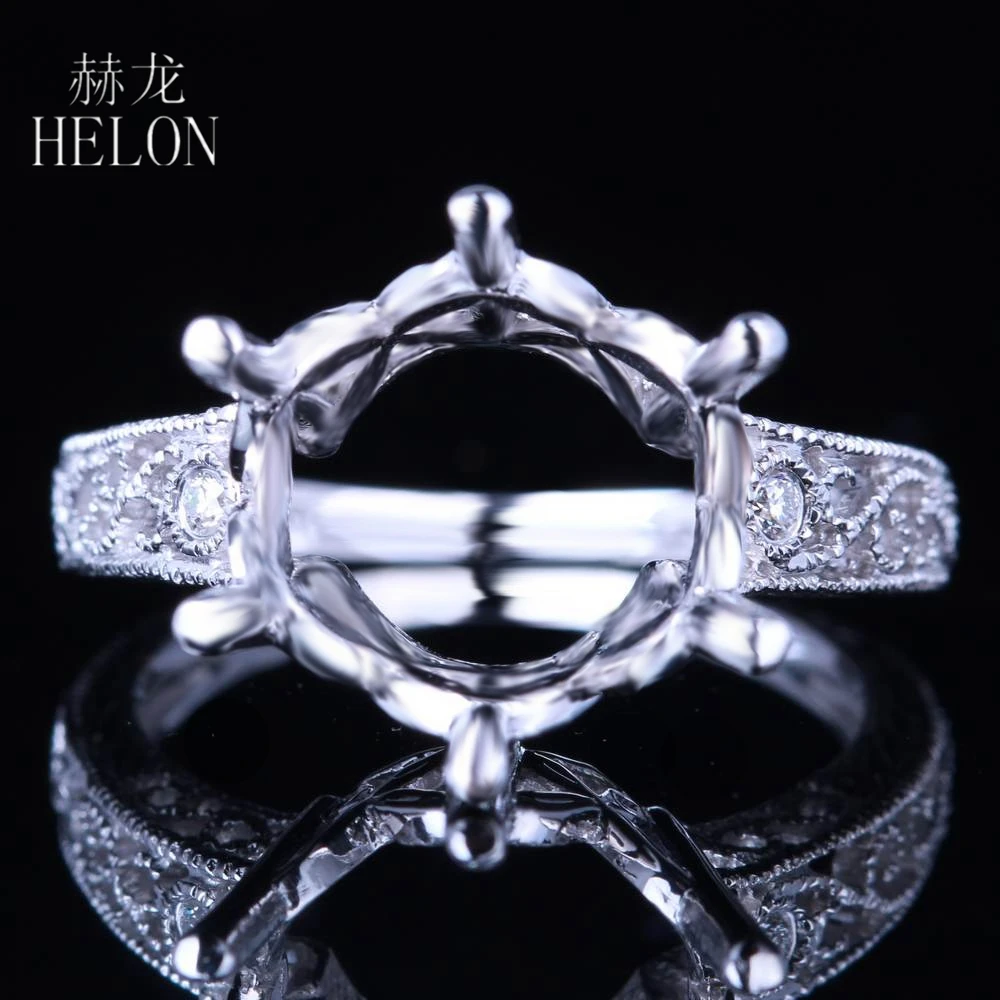 Кольцо HELON круглое однотонное из белого золота 14 к с натуральными бриллиантами