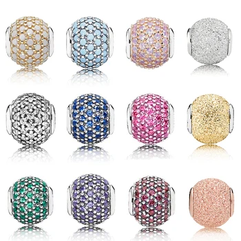 

CHAMSS New Fashion 100% 925 Sterling Silver Beaded Zircon Red Black Blue Round Diy Bracelet Ladies Jewelry Best Gift