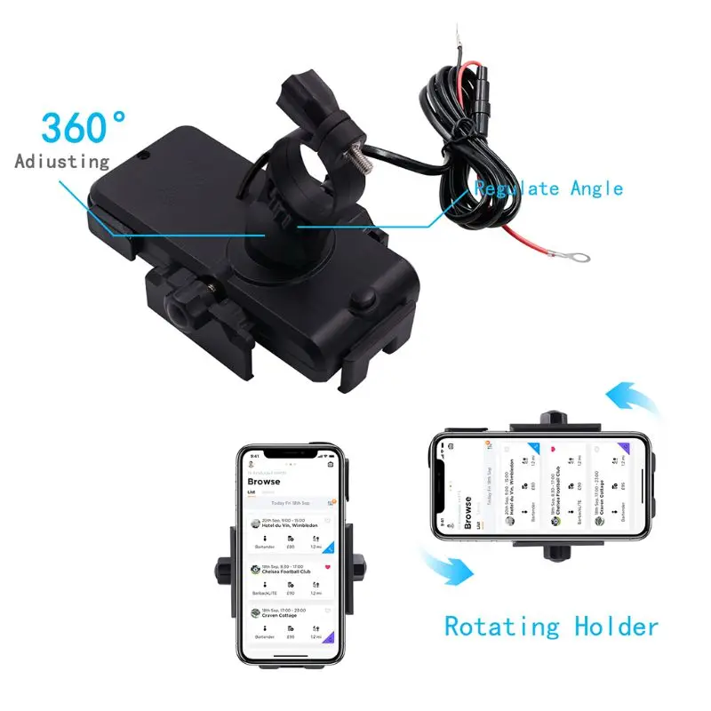 360 градусов вращающийся водонепроницаемый 12 V-32 V мотоцикл руль зеркало смартфон держатель Qi Беспроводное зарядное устройство Подставка для телефона