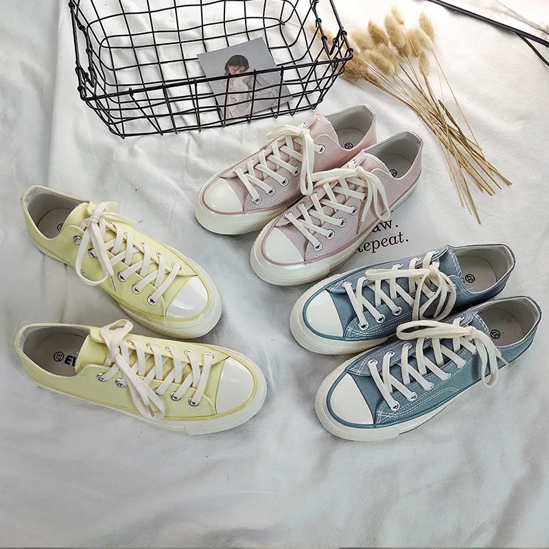 

Women Sneakers 2020 spring canvas shoes Fresh color Lace up Casual low cut Classic Woman walking student girl Shoe 3H28