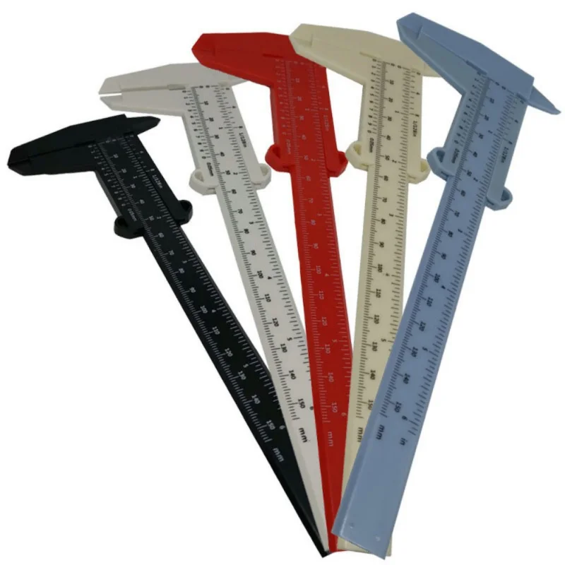 4 Pcs Mini Vernier Caliper Plastic Gauging Tools Calipers Measuring Tool Ruler 80mm for Measurement of Buttons Jade Jewelry