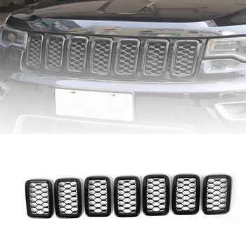 

7Pcs Front Grille Grill ,Grill Cover Trim Kit for 2017-2019 Jeep Grand Cherokee Carbon Fiber