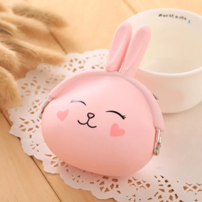 Модный Мини Кошелек для монет, мультяшный мешок с нарисованным животным, маленький силиконовый кошелек для женщин и девочек LT88