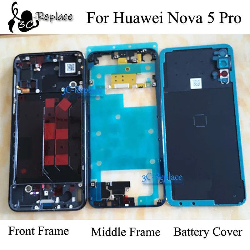 6,4 дюймов для huawei Nova 5 Pro ЖК-рамка лицевой панели Передняя средняя рама корпус батарея задняя крышка чехол