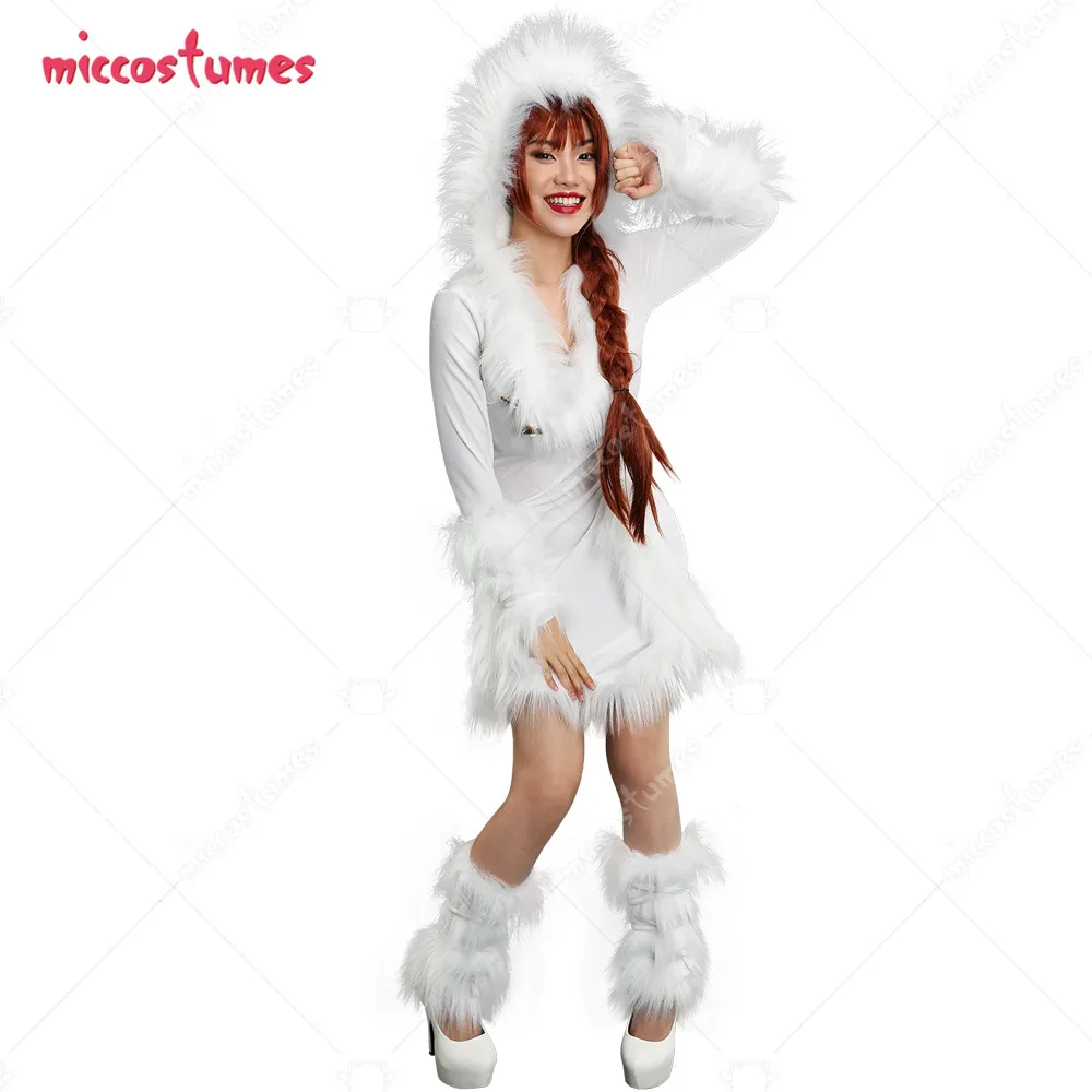 Костюм с капюшоном Miss Eskimo женское белое платье и костюмы на Хэллоуин аксессуары