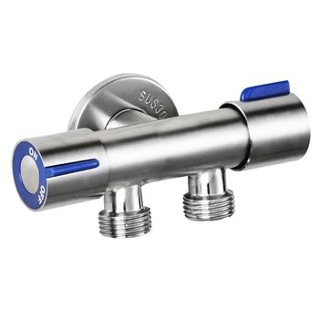 

G1/2 x 1/2 304 Stainless Steel One Into Two Three-Way Angle Valve, Double Handle Double Control Single Cold Multi-Function Fauce