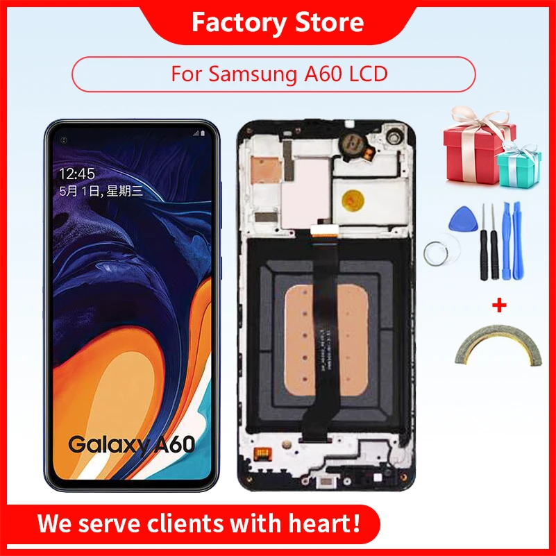 

6.3'' AAA Quality LCD For SAMSUNG Galaxy A60 SM-A606F/DS Touch Screen Digitizer Assembly Display with Frame Replacement