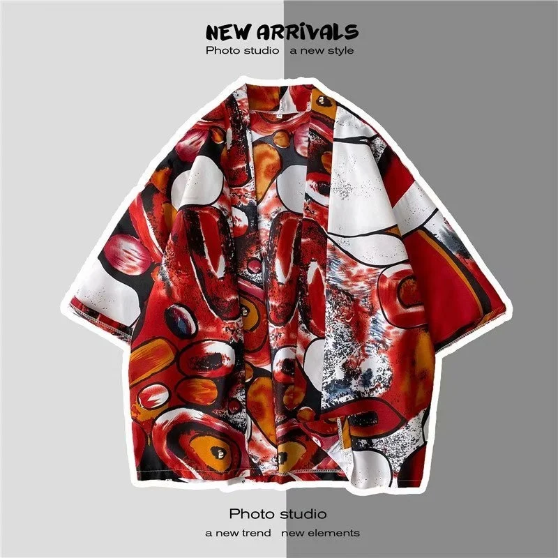 V-hanver Kimono Man Japanse Kleding Yukata Mannelijke Samurai Kostuum Haori Obi Strand Mannen Kimono Vest Japanse Streetwear Jas