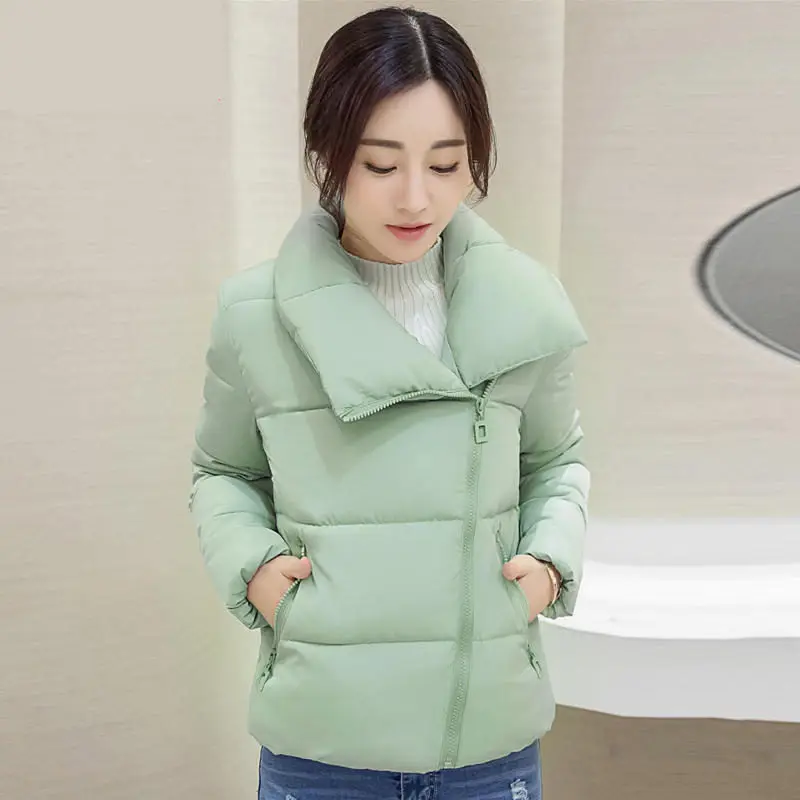 Light green Parka Для женщин зимняя куртка с воротником-стойкой и Повседневное, пуховик, с длинным рукавом, хлопковое пальто Femme с хлопковой подкладкой теплая куртка casaco Feminina зимняя куртка Для женщин Q1806 - Цвет: Light green Parka