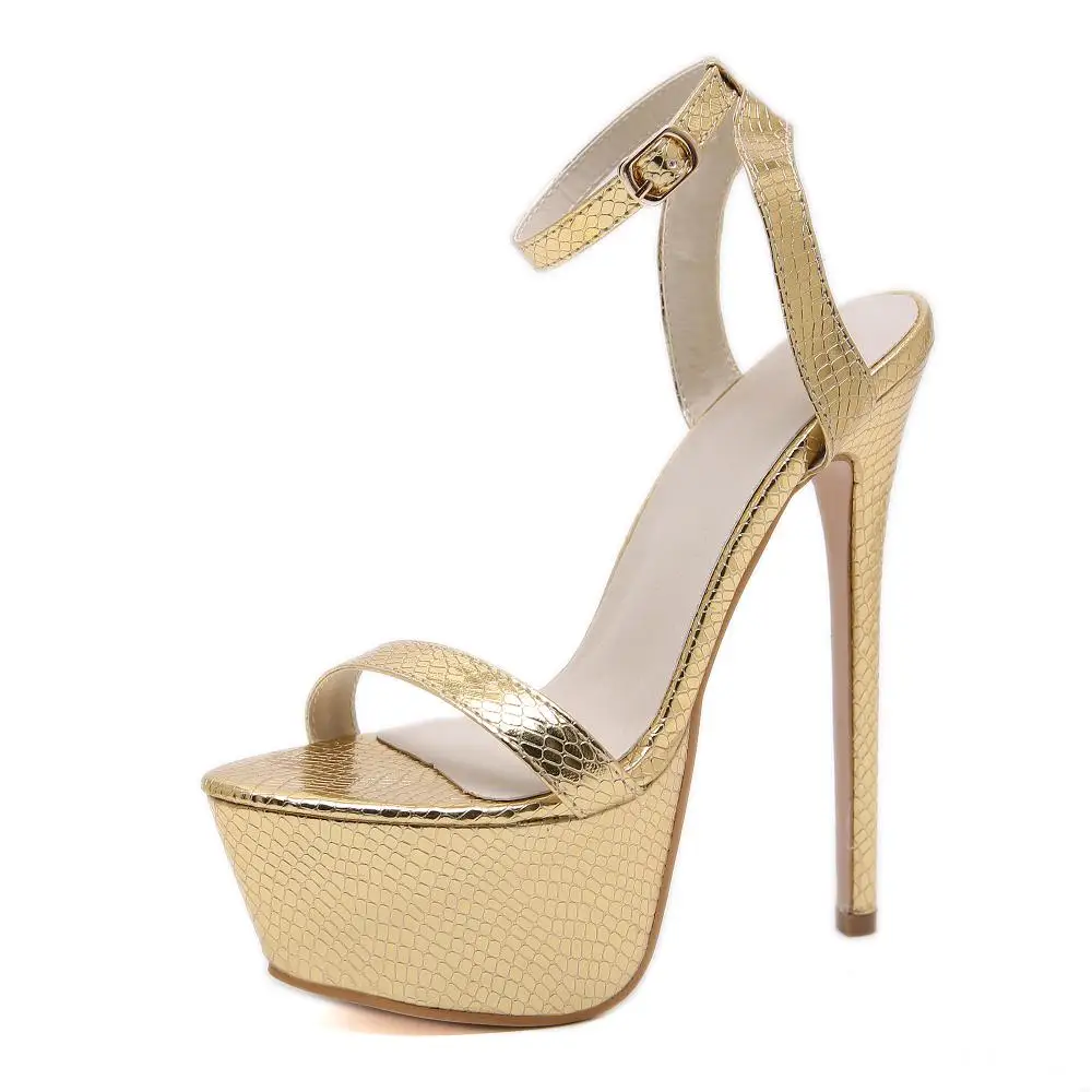 

2020 Spring Summer Women's New Fashion Gold Super High Heel Platform Peep Toe Stiletto Sexy Sandals
