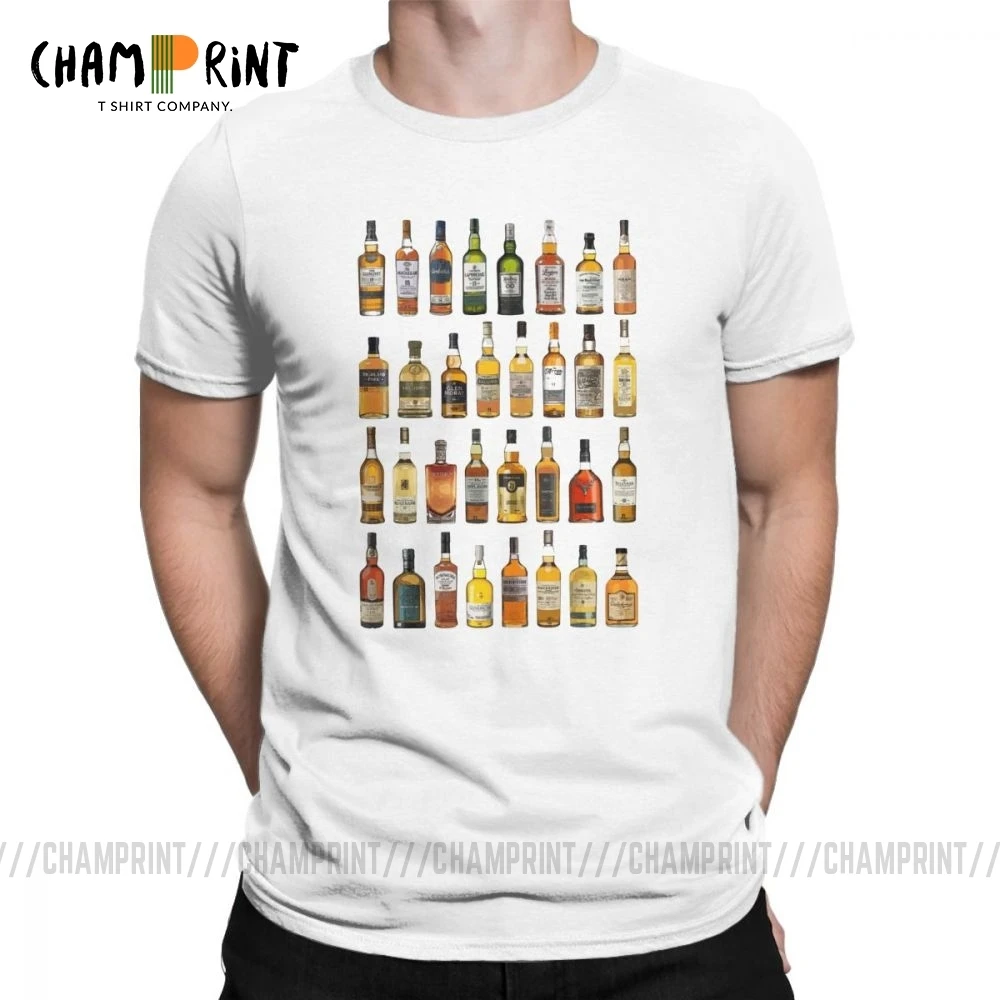 Men Single Malt Whisky T Shirts Whiskey Bottles Father's Day Gift Crazy ...